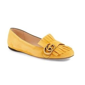 Gucci GG Marmont Fringe Suede Flats